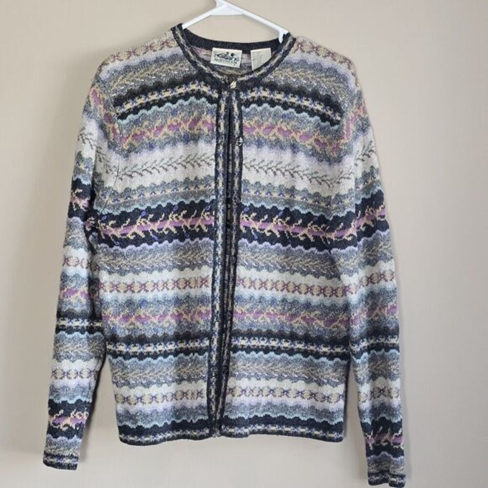 Northern Reflections M‎ Vtg Wool Blend Fisherman Grandmacore Striped Sweater